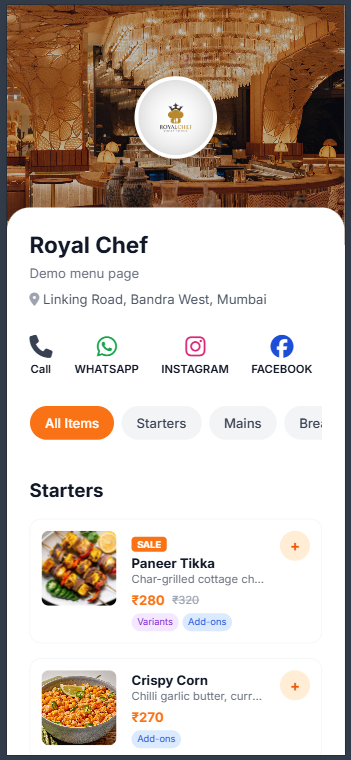 Digital Food Menu preview